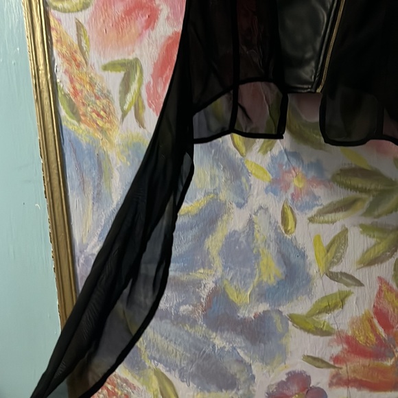 Moto faux leather and chiffon vest goth punk. Hi-lo. Never worn without tags - Picture 3 of 5